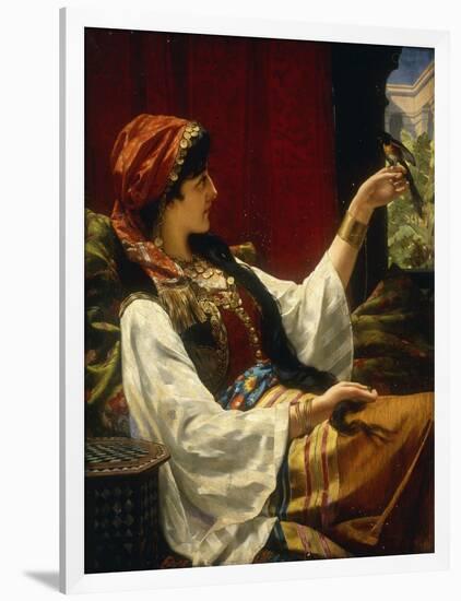 Harem Beauty holding a Bird-Jan Portielje-Framed Giclee Print