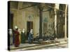 Harem Women Feeding Pigeons in a Courtyard-Jean Leon Gerome-Stretched Canvas