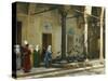 Harem Women Feeding Pigeons in a Courtyard-Jean Leon Gerome-Stretched Canvas