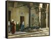 Harem Women Feeding Pigeons in a Courtyard-Jean Leon Gerome-Framed Stretched Canvas