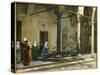 Harem Women Feeding Pigeons in a Courtyard-Jean Leon Gerome-Stretched Canvas