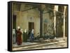 Harem Women Feeding Pigeons in a Courtyard-Jean Leon Gerome-Framed Stretched Canvas