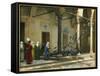 Harem Women Feeding Pigeons in a Courtyard-Jean Leon Gerome-Framed Stretched Canvas