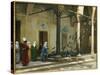 Harem Women Feeding Pigeons in a Courtyard-Jean Leon Gerome-Stretched Canvas