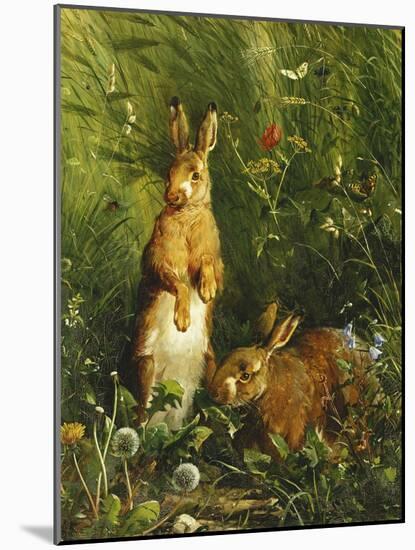 Hares, 1878-Olaf August Hermansen-Mounted Giclee Print