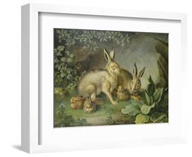 Hares and Leverets in a Rocky Lair-Johann Wenzel Peter-Framed Giclee Print