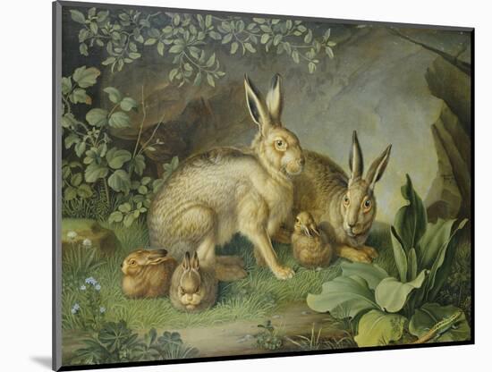 Hares and Leverets in a Rocky Lair-Johann Wenzel Peter-Mounted Giclee Print