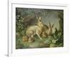 Hares and Leverets in a Rocky Lair-Johann Wenzel Peter-Framed Giclee Print