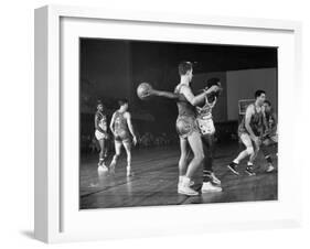 Harlem Globetrotters Playing a Basketball Game-J^ R^ Eyerman-Framed Premium Photographic Print