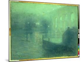 Harlem River at Night, Blue Reflection-Ernest Lawson-Mounted Giclee Print