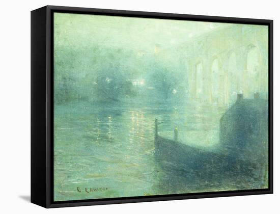 Harlem River at Night-Ernest Lawson-Framed Stretched Canvas