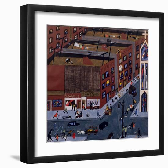 Harlem Street Scene, 1942-Jacob Lawrence-Framed Giclee Print