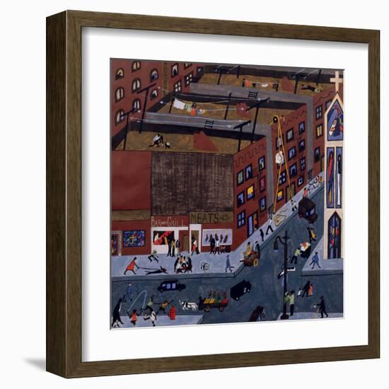 Harlem Street Scene, 1942-Jacob Lawrence-Framed Giclee Print