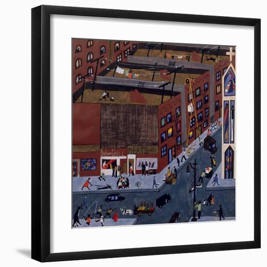 Harlem Street Scene, 1943-Jacob Lawrence-Framed Giclee Print