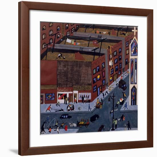 Harlem Street Scene, 1945-Jacob Lawrence-Framed Giclee Print