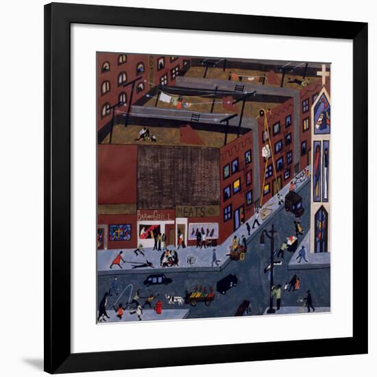 Harlem Street Scene, 1945-Jacob Lawrence-Framed Giclee Print