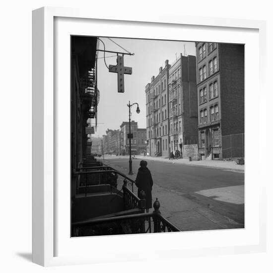 Harlem Street Scene. May 1943-null-Framed Photo
