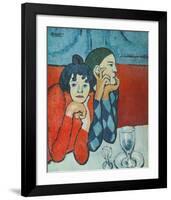 Harlequin and Companion-Pablo Picasso-Framed Collectable Print