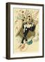 Harlequin and Pierrot with Confetti-null-Framed Art Print
