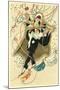 Harlequin and Pierrot with Confetti-null-Mounted Art Print