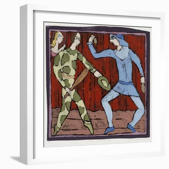 Harlequin and Scaramouche (Commedia Dell'Arte)-Leslie Xuereb-Framed Giclee Print