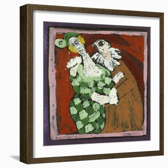 Harlequin and the Doctor (Commedia Dell'Arte)-Leslie Xuereb-Framed Giclee Print