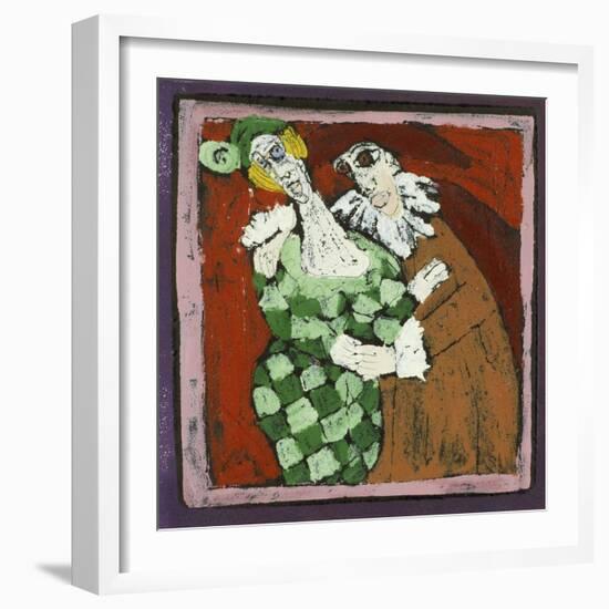 Harlequin and the Doctor (Commedia Dell'Arte)-Leslie Xuereb-Framed Giclee Print