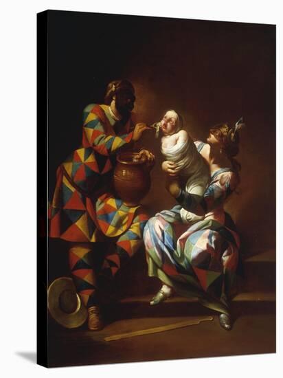 Harlequin as a Father-Giovanni Domenico Ferretti-Stretched Canvas