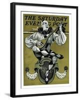 "Harlequin Mandolin Player," Saturday Evening Post Cover, April 4, 1931-Elbert Mcgran Jackson-Framed Giclee Print