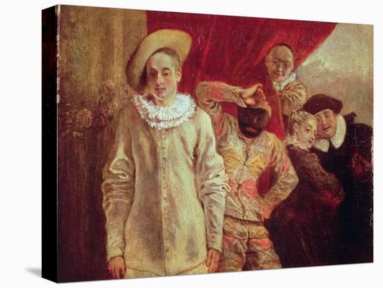 Harlequin, Pierrot and Scapin, Actors from the Commedia dell'Arte-Jean Antoine Watteau-Stretched Canvas