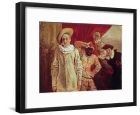 Harlequin, Pierrot and Scapin, Actors from the Commedia dell'Arte-Jean Antoine Watteau-Framed Giclee Print