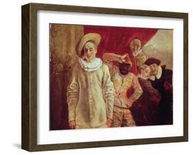 Harlequin, Pierrot and Scapin, Actors from the Commedia dell'Arte-Jean Antoine Watteau-Framed Giclee Print