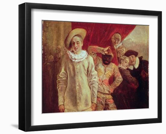 Harlequin, Pierrot and Scapin, Actors from the Commedia dell'Arte-Jean Antoine Watteau-Framed Giclee Print