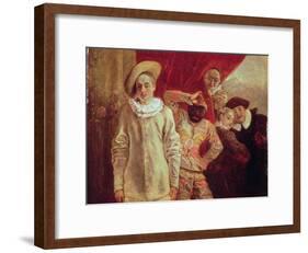 Harlequin, Pierrot and Scapin, Actors from the Commedia dell'Arte-Jean Antoine Watteau-Framed Giclee Print
