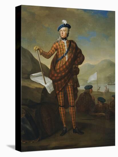 Harlequin Portrait of Prince Charles Edward Stewart (1720-1788), in Red Tartan Coat, Breeches-E. Gill-Stretched Canvas