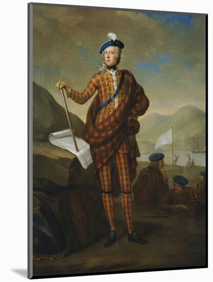 Harlequin Portrait of Prince Charles Edward Stewart (1720-1788), in Red Tartan Coat, Breeches-E. Gill-Mounted Giclee Print