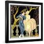 Harlequin's Kiss (W/C on Paper)-Georges Barbier-Framed Giclee Print