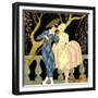 Harlequin's Kiss (W/C on Paper)-Georges Barbier-Framed Giclee Print