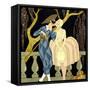 Harlequin's Kiss (W/C on Paper)-Georges Barbier-Framed Stretched Canvas