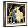 Harlequin's Kiss (W/C on Paper)-Georges Barbier-Framed Giclee Print