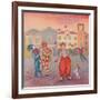 Harlequin Street Party, 2019 (W/C & Pastel)-Silvia Pastore-Framed Giclee Print