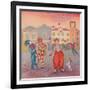 Harlequin Street Party, 2019 (W/C & Pastel)-Silvia Pastore-Framed Giclee Print