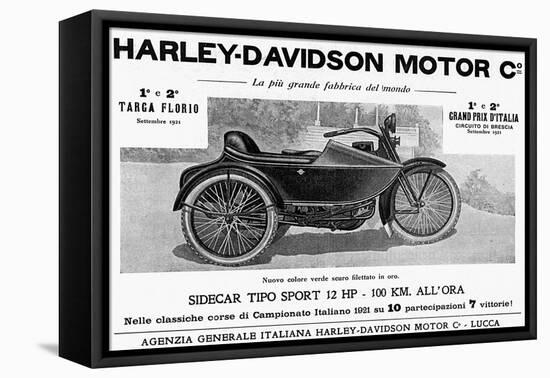 Harley Davidson Advert-null-Framed Stretched Canvas