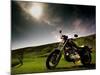 Harley Davidson Motorbike Sitting in Field, June 1998-null-Mounted Photographic Print