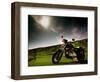 Harley Davidson Motorbike Sitting in Field, June 1998-null-Framed Photographic Print