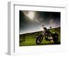 Harley Davidson Motorbike Sitting in Field, June 1998-null-Framed Photographic Print