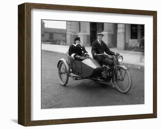 Harley Davidson Motorcycle Photograph - Seattle, WA-Lantern Press-Framed Art Print