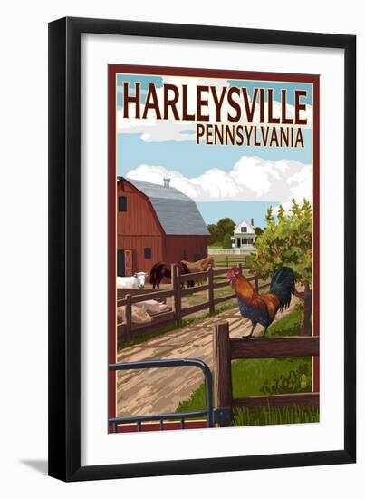 Harleysville, Pennsylvania - Barnyard Scene-Lantern Press-Framed Art Print