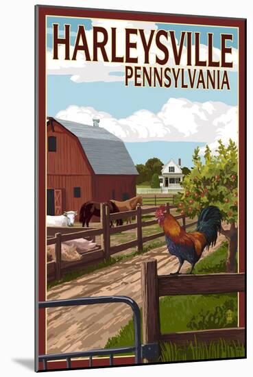 Harleysville, Pennsylvania - Barnyard Scene-Lantern Press-Mounted Art Print