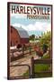 Harleysville, Pennsylvania - Barnyard Scene-Lantern Press-Stretched Canvas